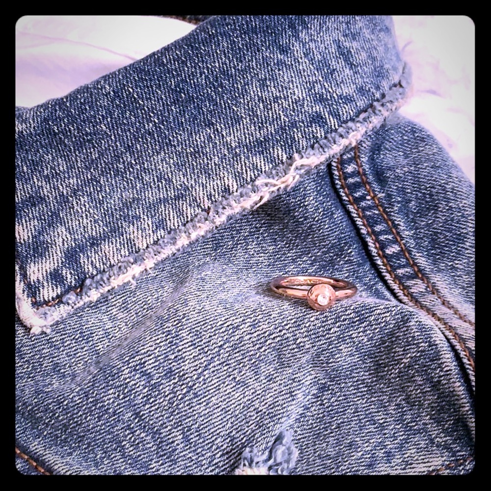 Rose Gold Coach Ring with Diamond stud. Size 8